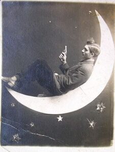 Contemplative Man on a Paper Moon